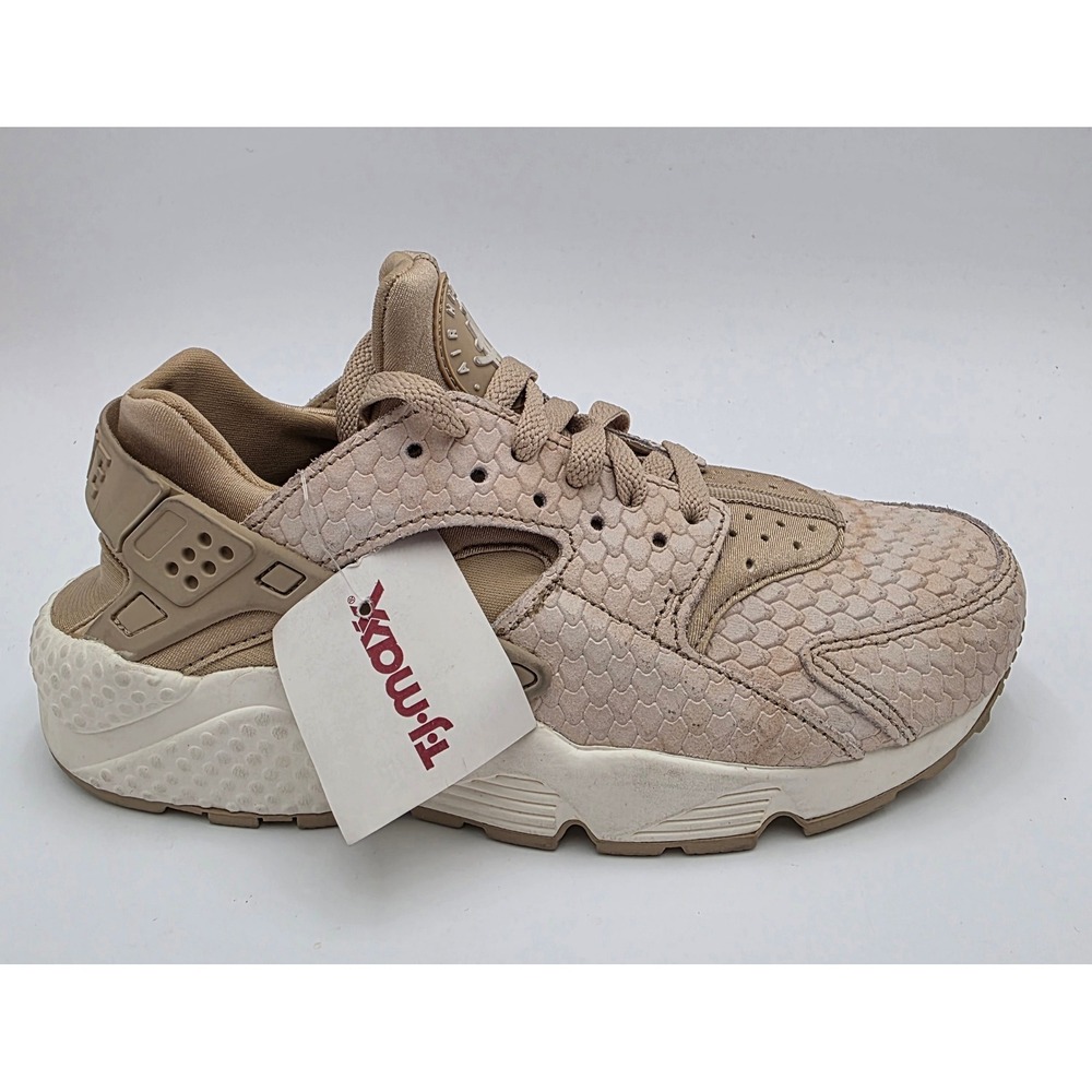 Nike Air Huarache Run Mushroom Tan Textured Snakeskin 683818-201 Women's 6.5 NEW - Picture 4 of 13